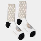 Aangepaste foto-sjablonen en witte paden op beige sokken (Rechts)