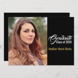 Aangepaste foto-Sjabloon Afstuderen elegant Kaart