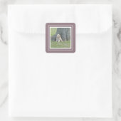 Aangepaste foto sjabloon druif paars & wit toevoeg vierkante sticker (Tas)