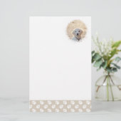 Aangepaste foto-sjabloon met beige en witte petten briefpapier (Staand voorkant)