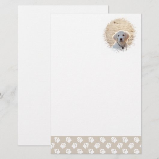 Aangepaste foto-sjabloon met beige en witte petten briefpapier (Voorkant / Achterkant)