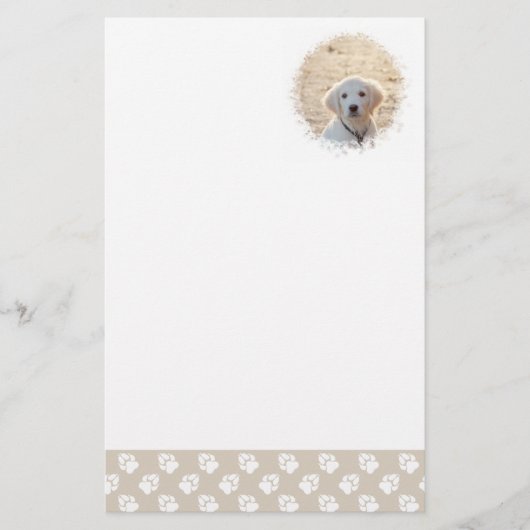 Aangepaste foto-sjabloon met beige en witte petten briefpapier (Voorkant)