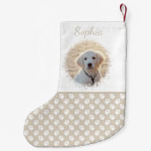 Aangepaste foto-sjabloon met beige en witte petten kleine kerstsok (Achterkant)