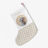 Aangepaste foto-sjabloon met beige en witte petten kleine kerstsok (Achterkant (Hangend))