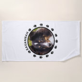 Aangepaste foto-sjabloon met petten en tekst strandlaken (Voorkant)