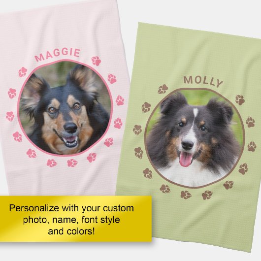 Aangepaste foto-sjabloon met petten en tekst theedoek