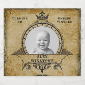 Aangepaste foto-sjabloon van 40e verjaardag sparkling wijnetiket (Enkel label)