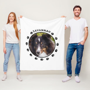 Aangepaste foto sjabloon voor huisdieren met poten fleece deken