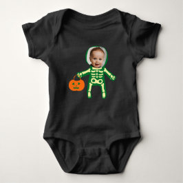 Aangepaste foto-skelet op Halloween trick or treat Romper