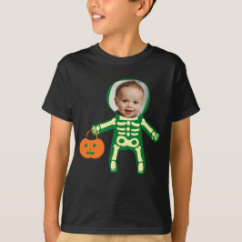 Aangepaste foto-skelet op Halloween trick or treat T-shirt