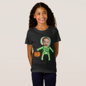 Aangepaste foto-skelet op Halloween trick or treat T-shirt (Voorkant volledig)