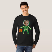 Aangepaste foto-skelet op Halloween trick or treat T-shirt (Voorkant volledig)