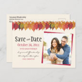 Aangepaste foto Sla de datum Autumn Leaves Lights  Briefkaart (Voorkant / Achterkant)