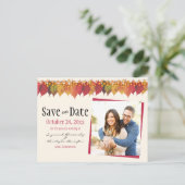 Aangepaste foto Sla de datum Autumn Leaves Lights  Briefkaart (Staand voorkant)