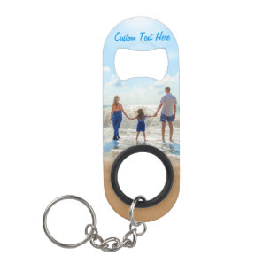 Aangepaste foto-sleutelhanger flesopener met tekst mini flessenopener