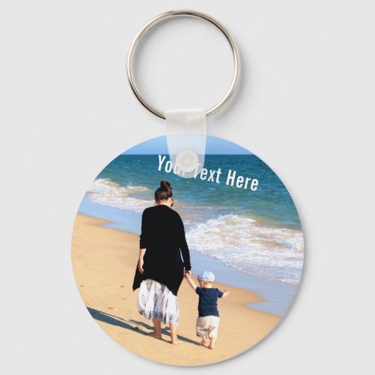 Aangepaste Foto Sleutelhanger Gift met Tekst (Voorkant)