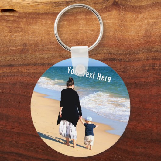 Aangepaste Foto Sleutelhanger Gift met Tekst (Voorkant)