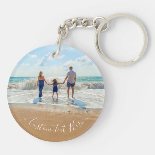 Aangepaste Foto Sleutelhanger Gift met Tekst (Achterkant)