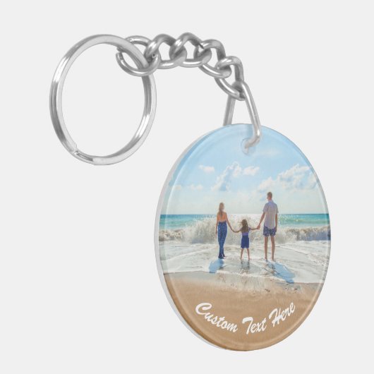 Aangepaste Foto Sleutelhanger Gift met Tekstnaam (Voorkant Links)