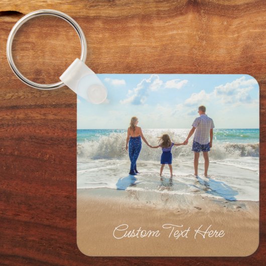 Aangepaste foto Sleutelhanger met tekst (Voorkant)