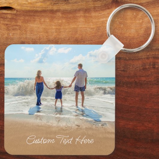 Aangepaste foto Sleutelhanger met tekst (Achterkant)