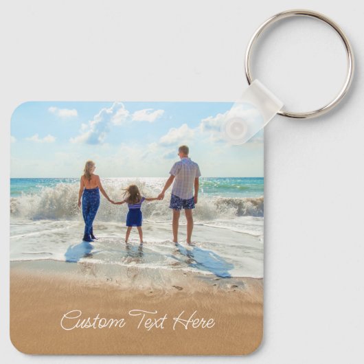 Aangepaste foto Sleutelhanger met tekst (Achterkant)