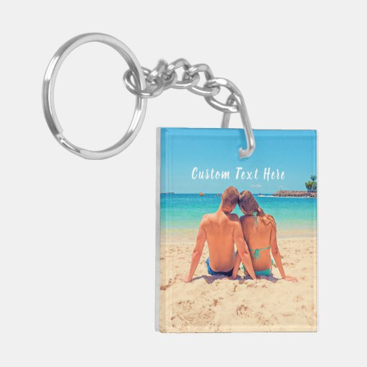 Aangepaste Foto Sleutelhanger met Tekst (Voorkant Links)