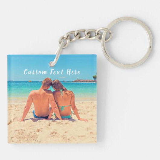 Aangepaste Foto Sleutelhanger met Tekst (Achterkant)