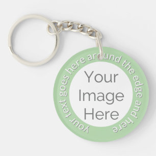 Aangepaste Foto Sleutelhanger – Ronde Tekst Sage M