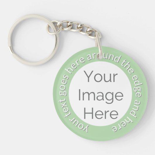 Aangepaste Foto Sleutelhanger – Ronde Tekst Sage M (Voorkant)