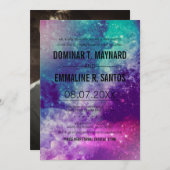 Aangepaste foto Smokey Galaxy bruiloft uitnodiging (Voorkant / Achterkant)