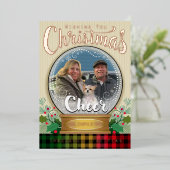 Aangepaste foto sneeuwbol Kerst echt folie  Folie Feestdagenkaart (Staand Voorkant)