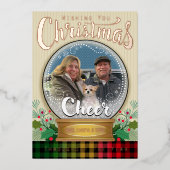 Aangepaste foto sneeuwbol Kerst echte folie Folie Feestdagenkaart (Voorkant)