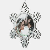 Aangepaste foto Sneeuwvlok Holiday Pewter Ornament (Rechts)
