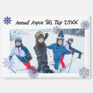 Aangepaste foto sneeuwvlok rechthoek reis magneet