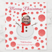 Aangepaste foto Snowman Wijn Etiket (Enkel label)