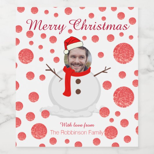 Aangepaste foto Snowman Wijn Etiket (Enkel label)