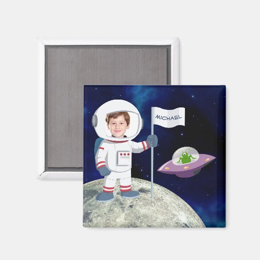 Aangepaste foto Spaceman op de maan Magneet (Voorkant / Achterkant)