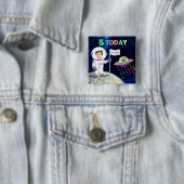 Aangepaste Foto Spaceman Verjaardag Kinder leeftij Vierkante Button 5,1 Cm (In situ)