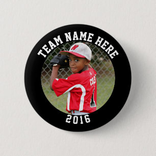 Aangepaste foto-speld / knop met teamnaam ronde button 5,7 cm