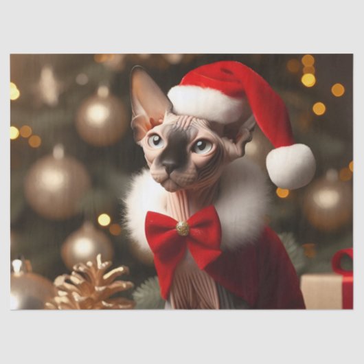 Aangepaste Foto Sphynx Cat Christmas Gift Wrapping Tissuepapier (Voorkant)