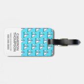 Aangepaste foto-spoelboten op blauw Zee patroon Bagagelabel (Achterkant horizontaal)