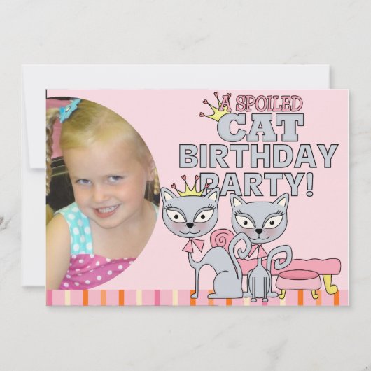 Aangepaste foto-spoiled Cat Birthday Party Invitat Kaart (Voorkant)