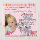 Aangepaste foto-spoiled Cat Birthday Party Invitat Kaart (Voorkant / Achterkant)