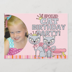 Aangepaste foto-spoiled Cat Birthday Party Invitat Kaart