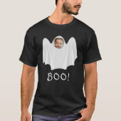 Aangepaste foto-spookboe met Happy Halloween plezi T-shirt (Voorkant)