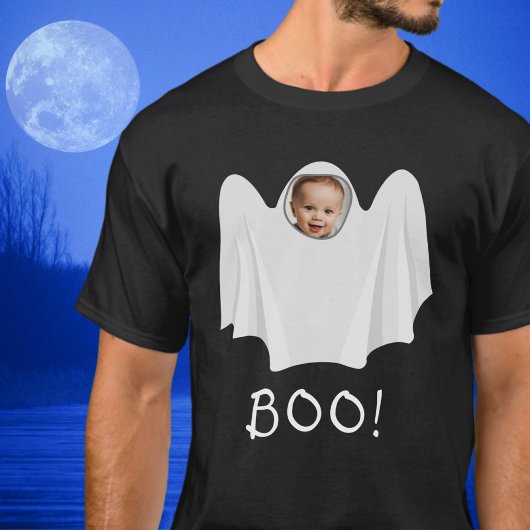 Aangepaste foto-spookboe met Happy Halloween plezi T-shirt