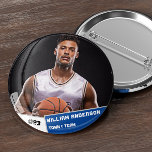 Aangepaste foto sport knop / pin basketbal speler ronde button 7,6 cm<br><div class="desc">Aangepaste foto sport knop / pin basketbal speler</div>