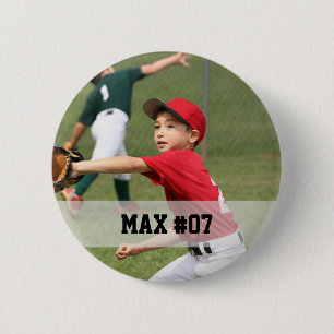 Aangepaste foto sportknop / pin met naam & # ronde button 5,7 cm