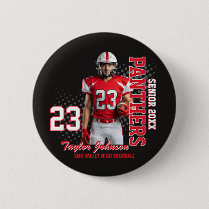 Aangepaste foto sportteam voor senior voetbalspele ronde button 5,7 cm